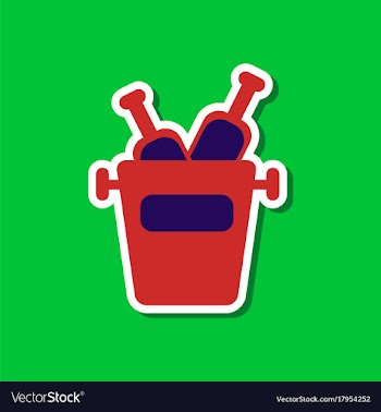 Paper sticker on stylish background bottle bucket vector image