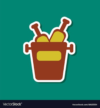 Paper sticker on stylish background bottle bucket vector image