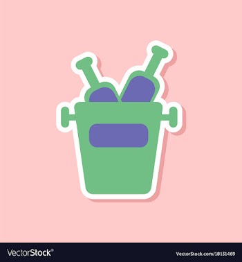 Paper sticker on stylish background bottle bucket vector image