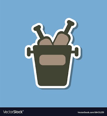 Paper sticker on stylish background bottle bucket vector image