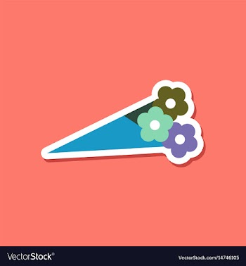 Paper sticker on stylish background bouquet of vector image