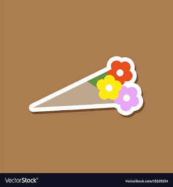 Paper sticker on stylish background bouquet of vector image