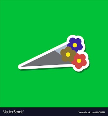 Paper sticker on stylish background bouquet of vector image