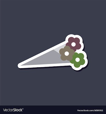 Paper sticker on stylish background bouquet of vector image