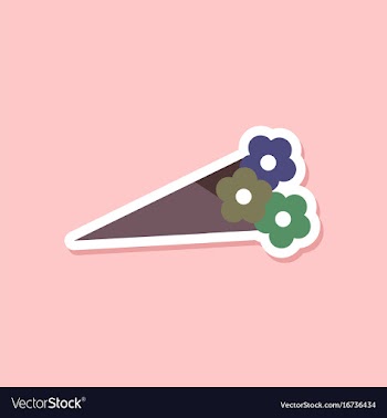 Paper sticker on stylish background bouquet of vector image