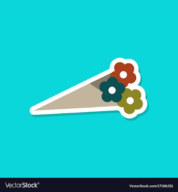 Paper sticker on stylish background bouquet of vector image