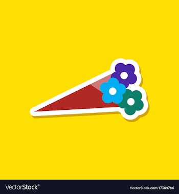 Paper sticker on stylish background bouquet of vector image