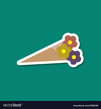 Paper sticker on stylish background bouquet of vector image