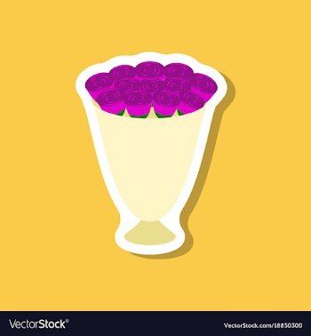 Paper sticker on stylish background bouquet of vector image