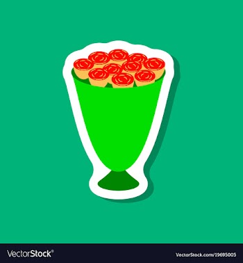 Paper sticker on stylish background bouquet of vector image