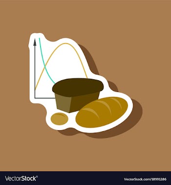 Paper sticker on stylish background bread chart vector image