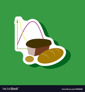 Paper sticker on stylish background bread chart vector image