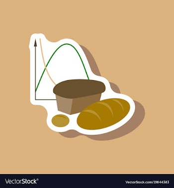 Paper sticker on stylish background bread chart vector image