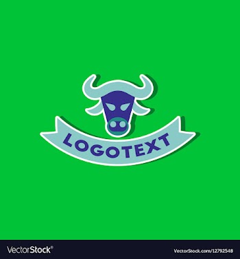 Paper sticker on stylish background bull logo vector image