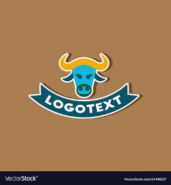 Paper sticker on stylish background bull logo vector image