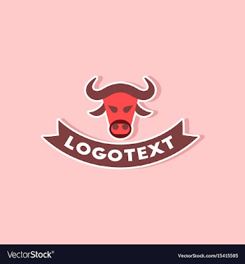 Paper sticker on stylish background bull logo vector image