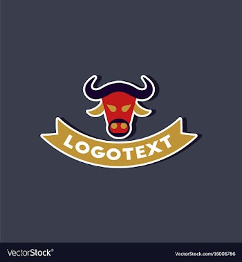 Paper sticker on stylish background bull logo vector image