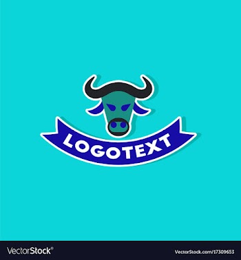 Paper sticker on stylish background bull logo vector image