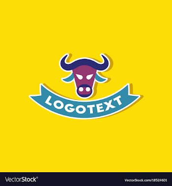 Paper sticker on stylish background bull logo vector image