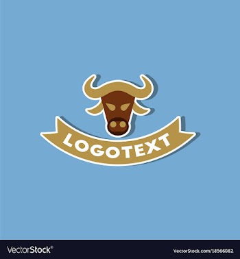 Paper sticker on stylish background bull logo vector image