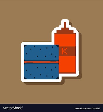 Paper sticker on stylish background burger and vector image