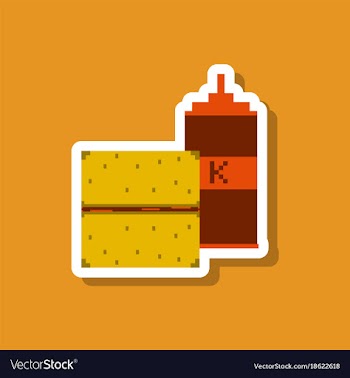 Paper sticker on stylish background burger and vector image
