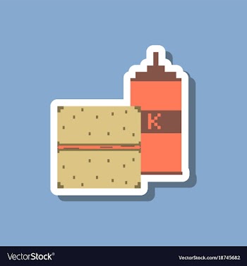 Paper sticker on stylish background burger and vector image