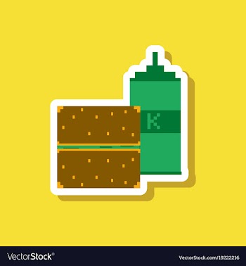 Paper sticker on stylish background burger and vector image
