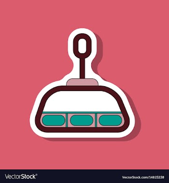 Paper sticker on stylish background cabin ski lift vector image