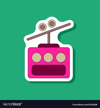 Paper sticker on stylish background cabin ski lift vector image