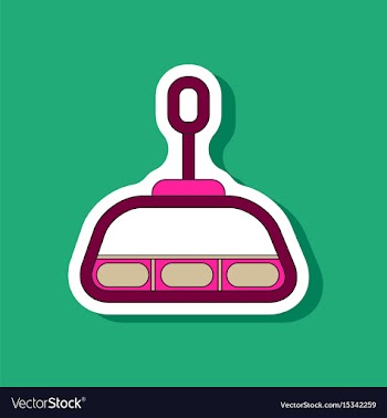 Paper sticker on stylish background cabin ski lift vector image