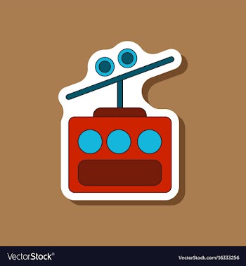 Paper sticker on stylish background cabin ski lift vector image