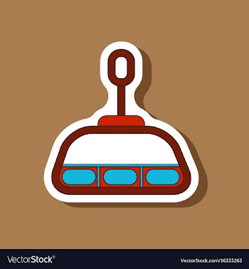 Paper sticker on stylish background cabin ski lift vector image