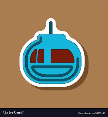 Paper sticker on stylish background cabin ski lift vector image