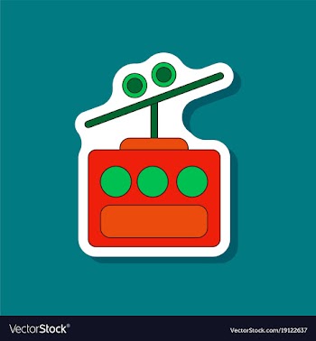 Paper sticker on stylish background cabin ski lift vector image