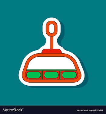 Paper sticker on stylish background cabin ski lift vector image