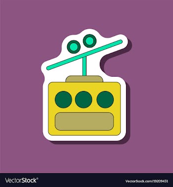 Paper sticker on stylish background cabin ski lift vector image