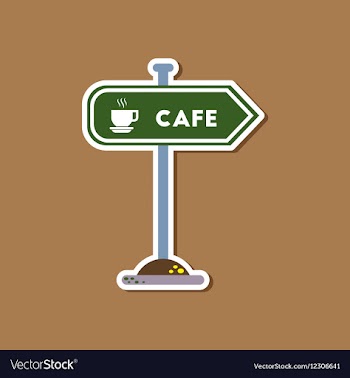 Paper sticker on stylish background cafe sign vector image