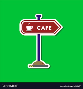 Paper sticker on stylish background cafe sign vector image