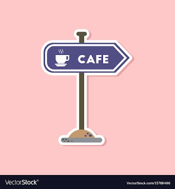 Paper sticker on stylish background cafe sign vector image