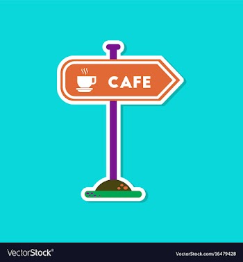 Paper sticker on stylish background cafe sign vector image