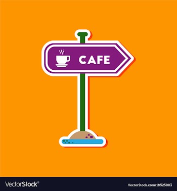 Paper sticker on stylish background cafe sign vector image