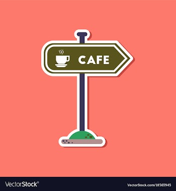 Paper sticker on stylish background cafe sign vector image