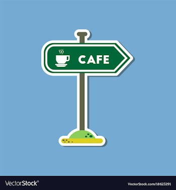 Paper sticker on stylish background cafe sign vector image