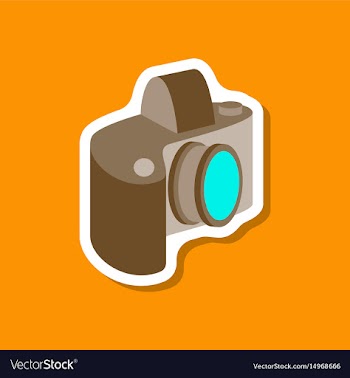 Paper sticker on stylish background camera vector image