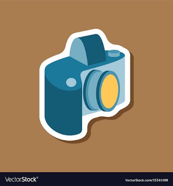 Paper sticker on stylish background camera vector image