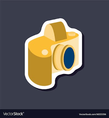 Paper sticker on stylish background camera vector image