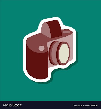 Paper sticker on stylish background camera vector image