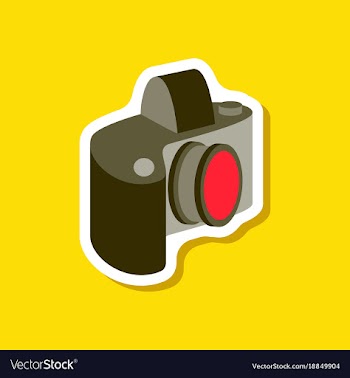 Paper sticker on stylish background camera vector image