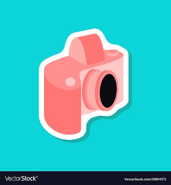 Paper sticker on stylish background camera vector image